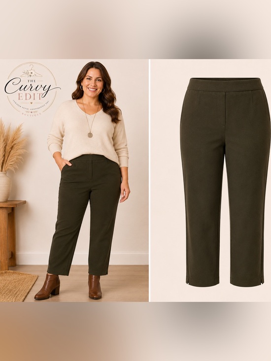 Nine Eight New York Pants - Nine Eight New York Size 16 Dark Olive Brown Straight Leg Career Pants Fall Chic